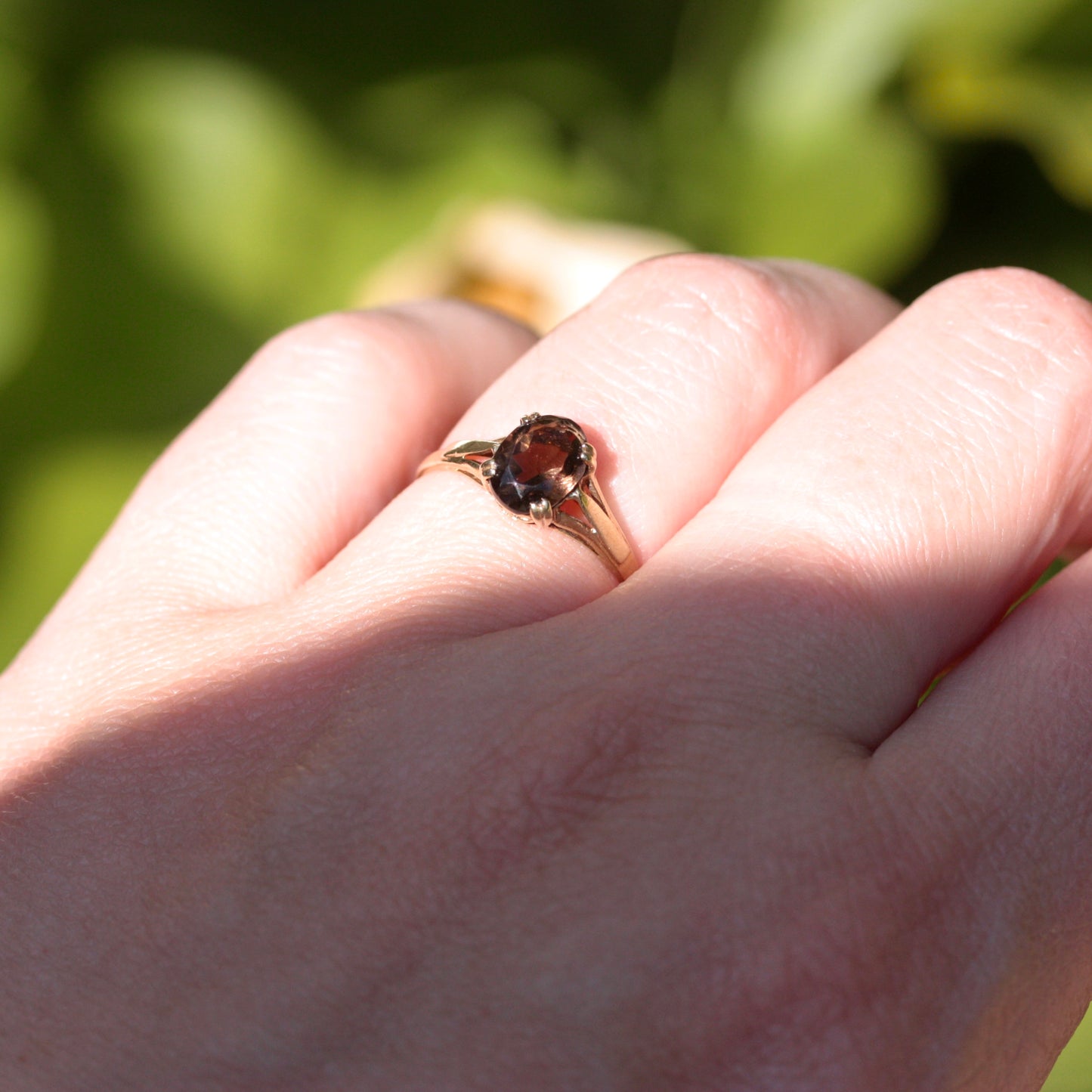Vintage 9ct Gold Smoky Quartz Solitaire Ring, 1986