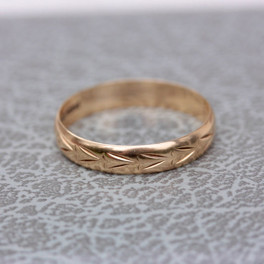 Vintage 9ct Gold Hearts Band Ring, 1989
