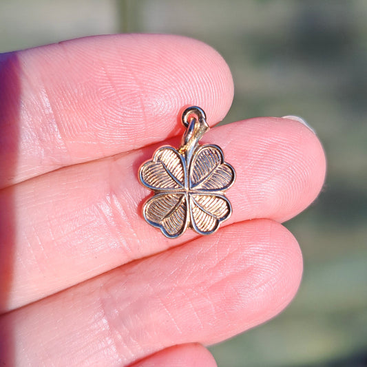 Vintage 9ct Gold Lucky 4 Leaf Clover Charm, 1975