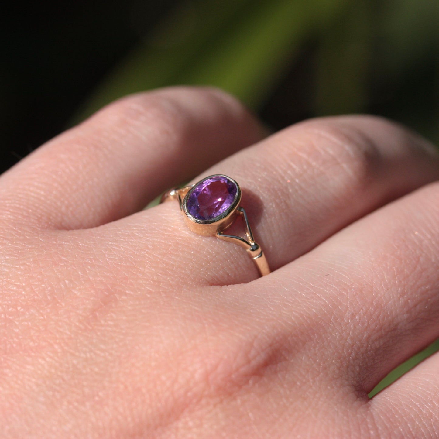 Vintage 9ct Gold and Amethyst Solitaire Ring, 1979