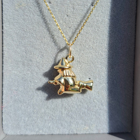 Vintage 9ct Gold Puffy Witch Charm, 1990s