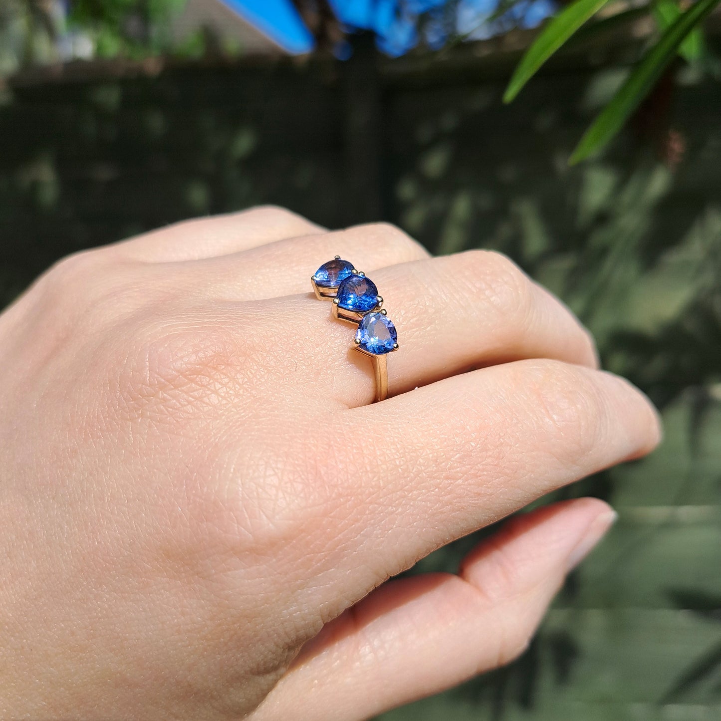 Pre-owned 9ct Gold Tanzanite Three Stone Ring, 2014