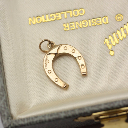Vintage 9ct Gold Horseshoe Charm, 1974