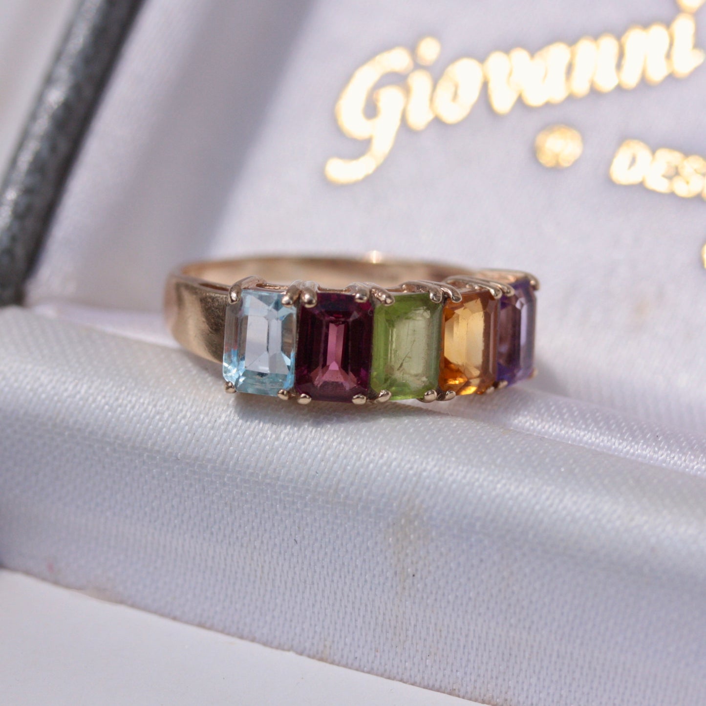 Vintage 9ct Gold Multi Gemstone Ring, 1993