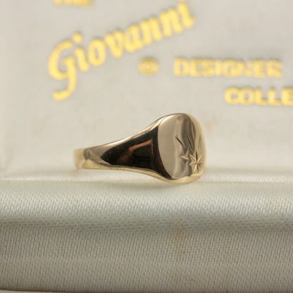 Vintage 9ct Gold Cushion Shaped Signet Ring, 1981