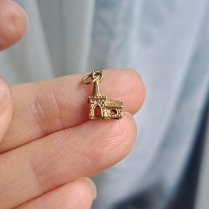Vintage 9ct Gold Mini Church Charm