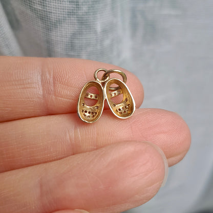 Crystal Encrusted Solid 9ct Two Tone Gold Baby Shoes Charm