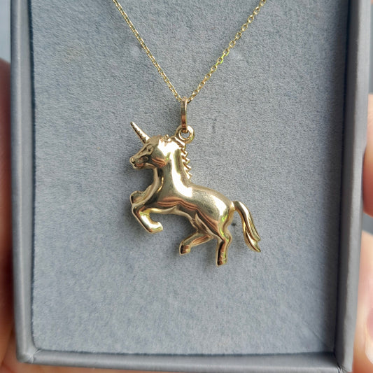 9ct Yellow Gold Puffy Unicorn Charm