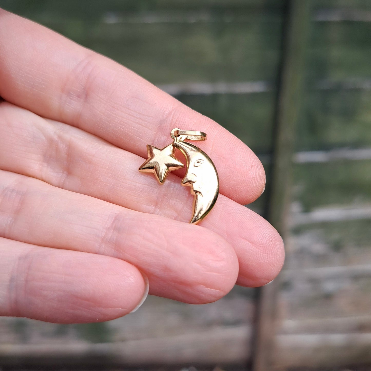 9ct Gold Moon and Star Charm