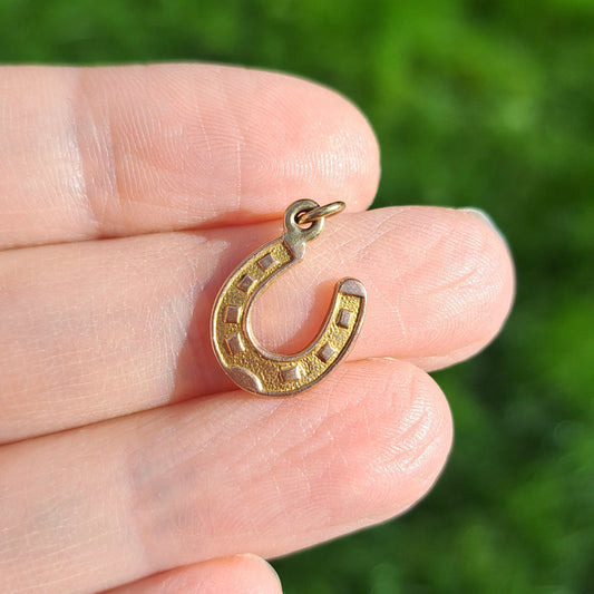 Vintage 9ct Gold Horseshoe Charm, 1963