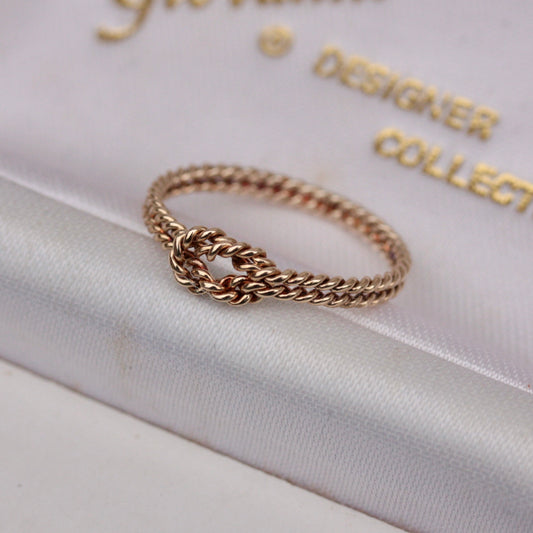 Dainty Vintage 9ct Gold Rope Knot Ring