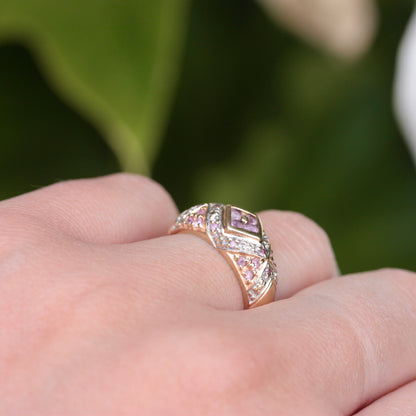 Vintage 9ct Gold Pale Pink Sapphire Domed Ring, 1994