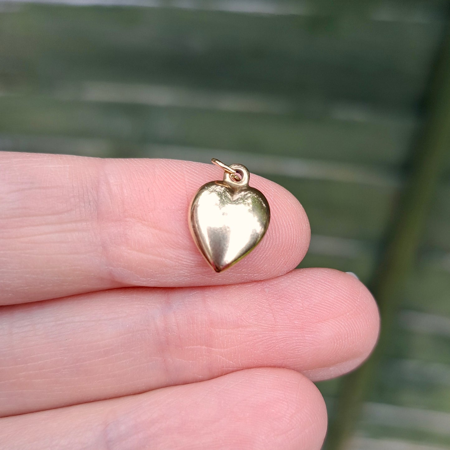 Vintage 9ct Gold Plain Puffy Heart Charm, 11mm