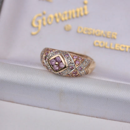 Vintage 9ct Gold Pale Pink Sapphire Domed Ring, 1994