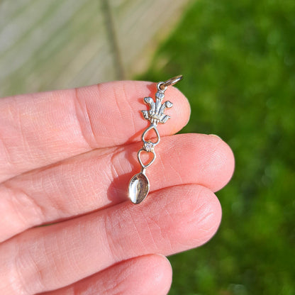 Vintage 9ct Gold Welsh Love Spoon Charm with Diamond, 1998
