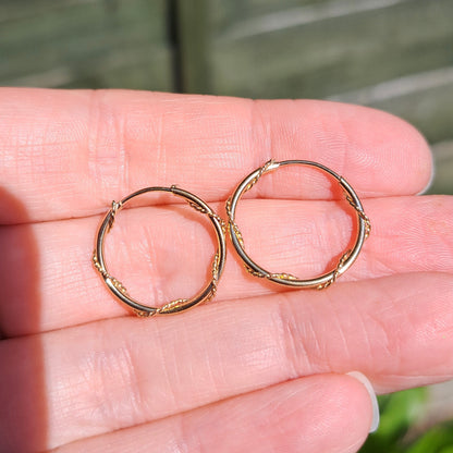 Vintage 9ct Gold Wire Twist Sleeper Hoops