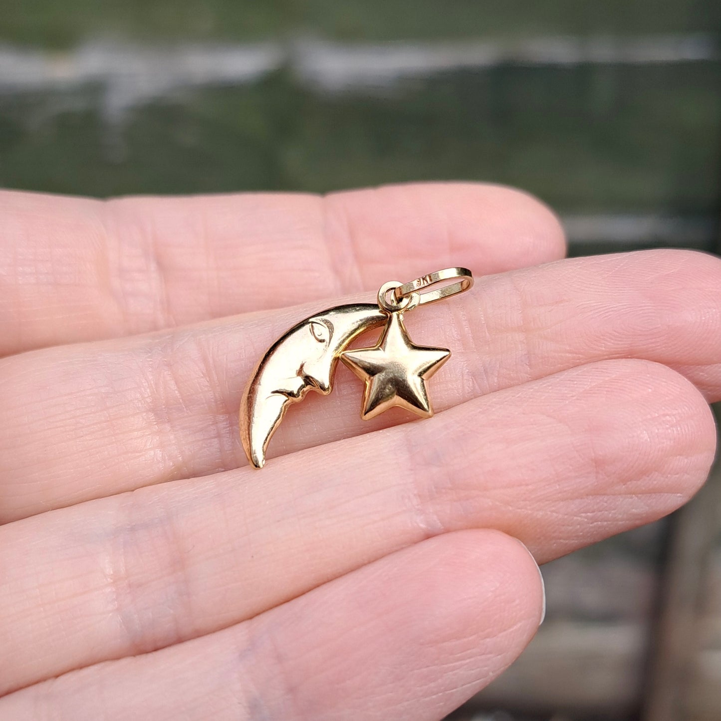 9ct Gold Moon and Star Charm