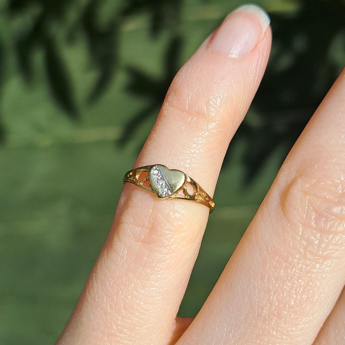 Vintage 9ct Gold Diamond Heart Signet Ring, 1992, G 1/2