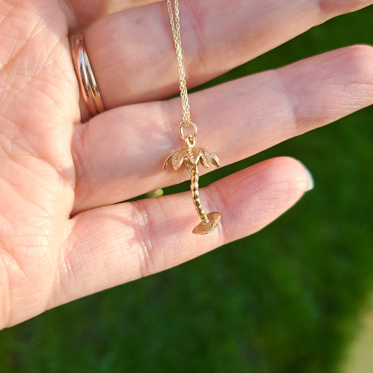 Vintage 9ct Gold Palm Tree Charm, 1979