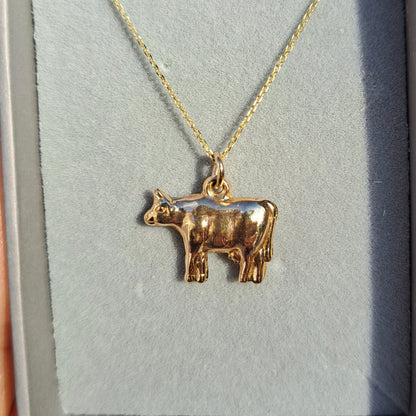 Vintage 9ct Gold Cow Charm, 1978