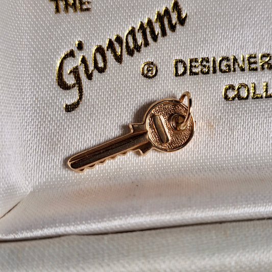 Vintage 9ct Gold Small Yale Key Charm, 1960