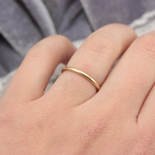 Vintage 9ct Gold Skinny Band Ring, 1950