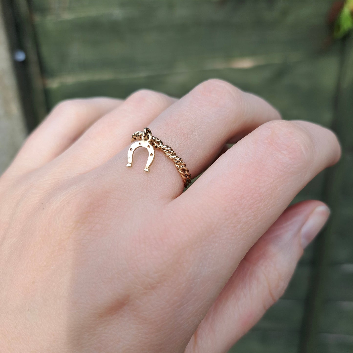 Vintage 9ct Gold Horseshoe Dangle Ring, 1981