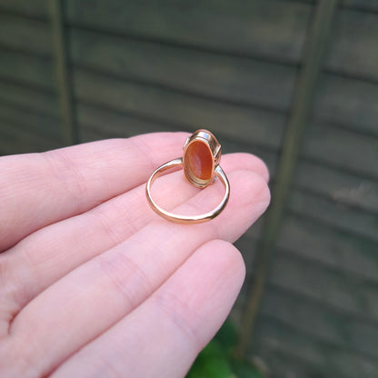 Vintage 9ct Gold Shell Cameo Ring, 1949