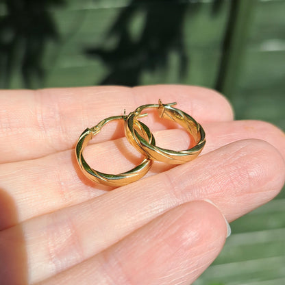 Pre-owned 9ct Gold Twist Hoop Earrings