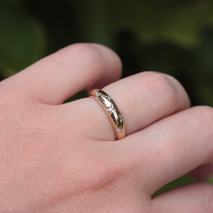 Pre-owned 9ct Gold Star Set Diamond Domed Ring