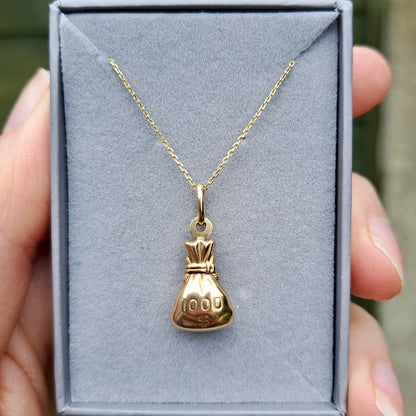 9ct Yellow Gold $1000 Money Bag Charm, Unoaerre