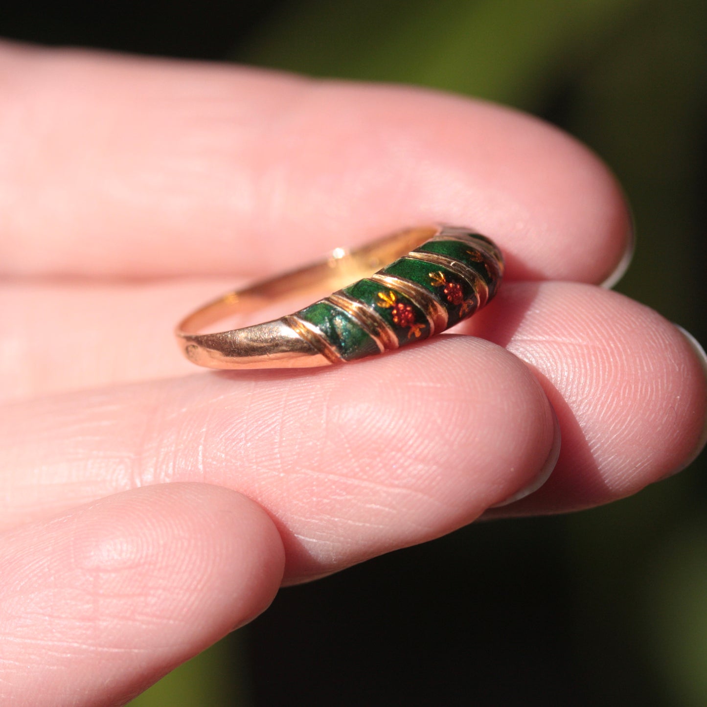Antique German 14K Gold and Enamel Croissant Ring