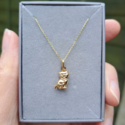 Mini 9ct Gold Cat Charm / Pendant