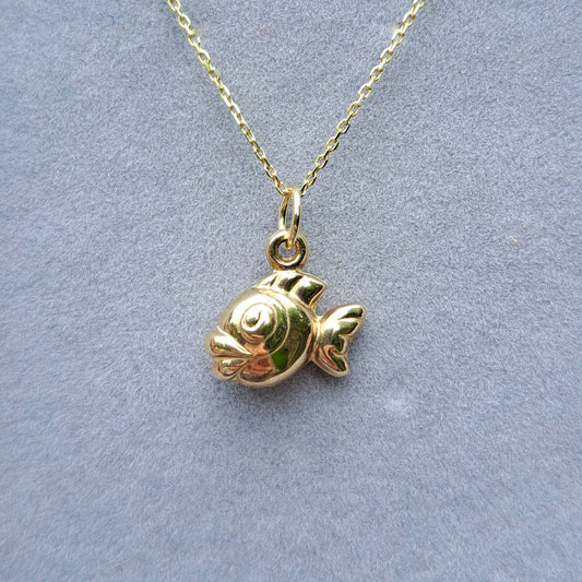 Mini 9ct Gold Puffy Fish Charm / Pendant