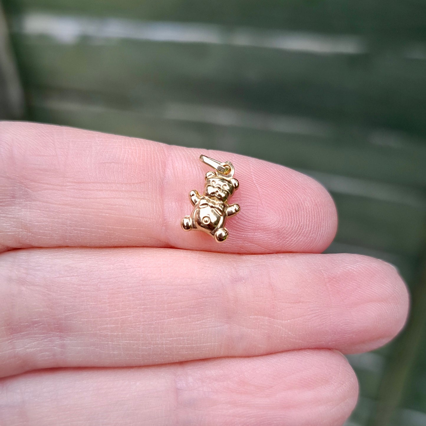 Mini 9ct Gold Puffy Teddy Bear Charm / Pendant