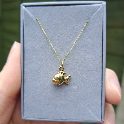 Mini 9ct Gold Puffy Fish Charm / Pendant