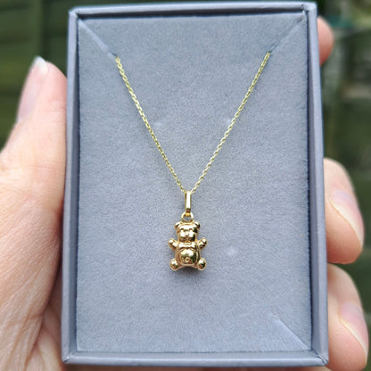 Mini 9ct Gold Puffy Teddy Bear Charm / Pendant