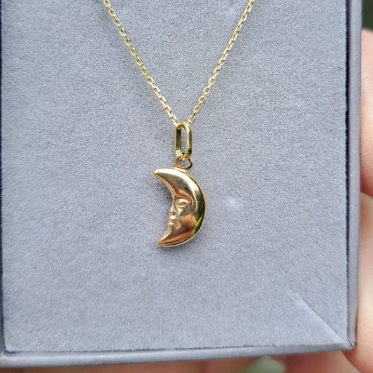 9ct Gold Crescent Man on Moon Charm / Pendant