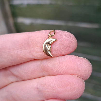 9ct Gold Crescent Man on Moon Charm / Pendant