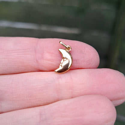 9ct Gold Crescent Man on Moon Charm / Pendant