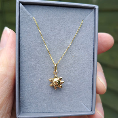 Mini 9ct Gold Puffy Happy Sun Charm / Pendant