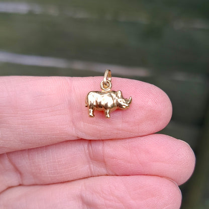 Mini 9ct Gold Puffy Rhino Charm / Pendant