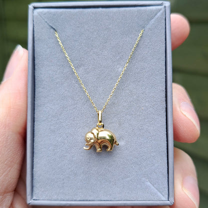 Mini 9ct Gold Puffy Elephant Charm / Pendant