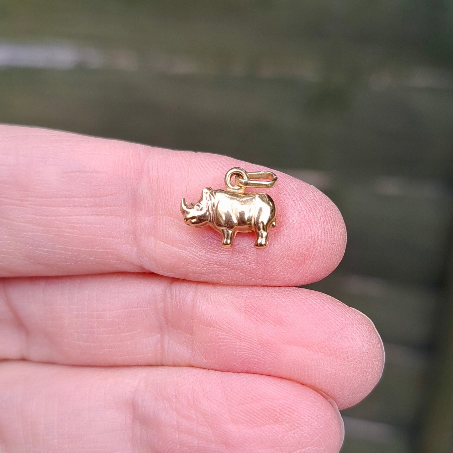 Mini 9ct Gold Puffy Rhino Charm / Pendant