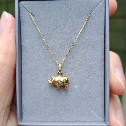 Mini 9ct Gold Puffy Rhino Charm / Pendant