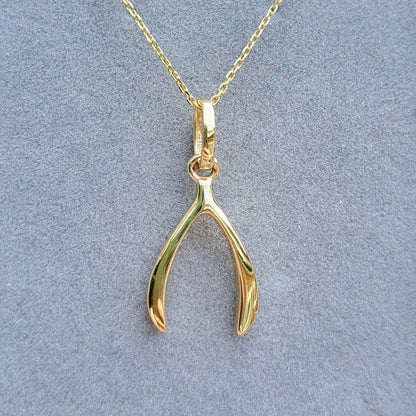 9ct Yellow Gold Lucky Wishbone Pendant