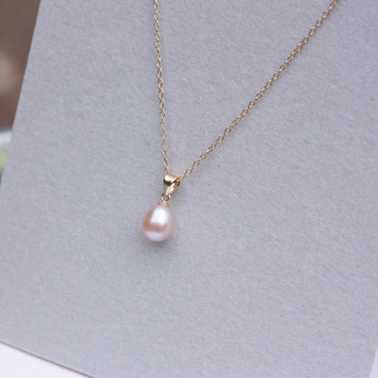 Solid 9ct Gold Pink Freshwater Teardrop Pearl Pendant, June Birthstone