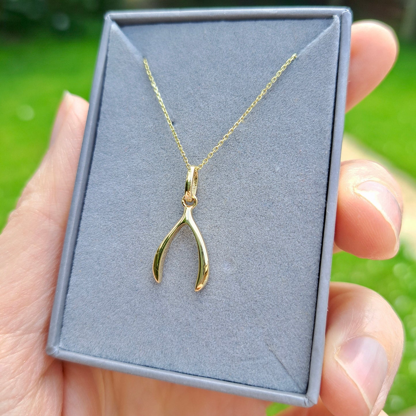 9ct Yellow Gold Lucky Wishbone Pendant