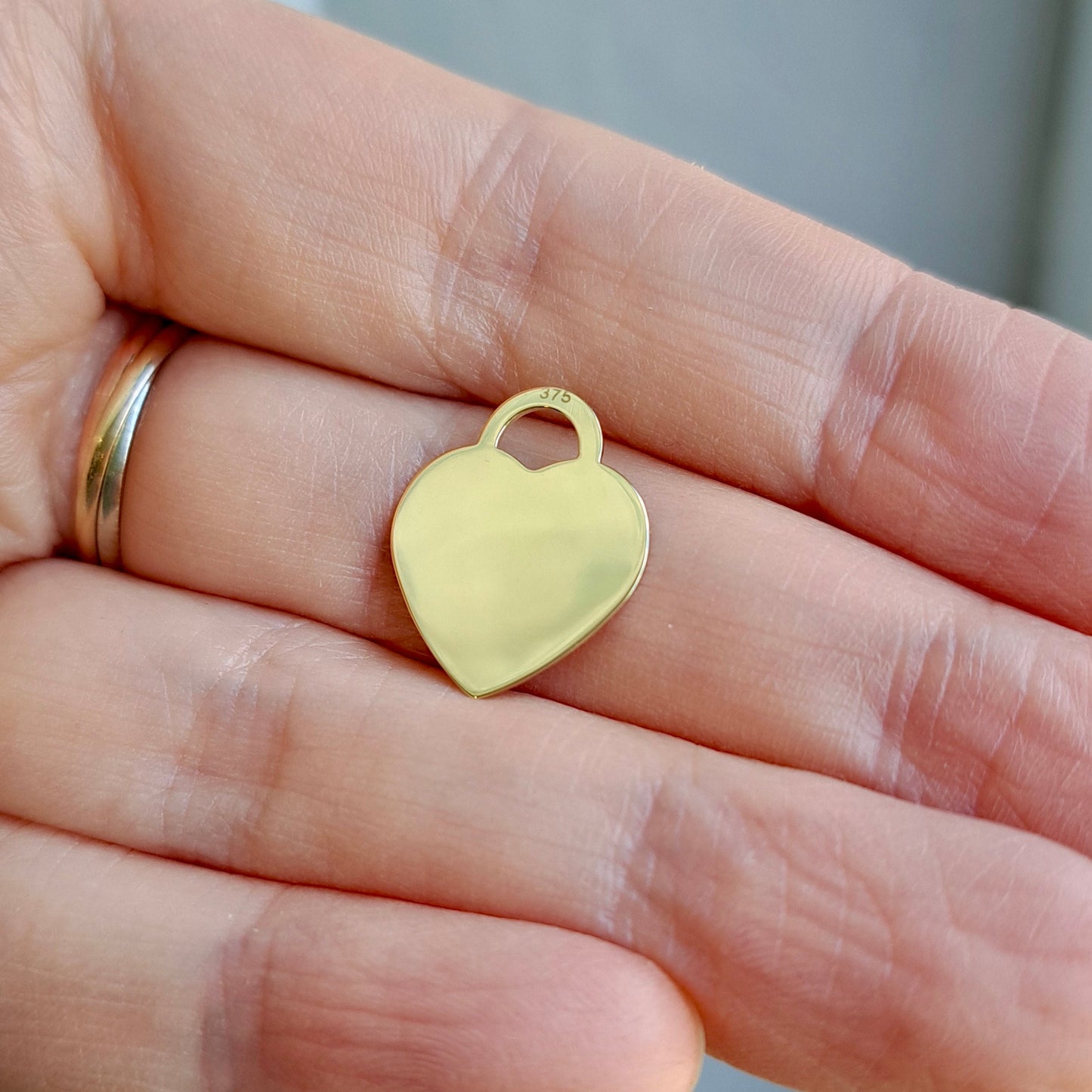 Solid 9ct Yellow Gold Heart Tag Pendant - New