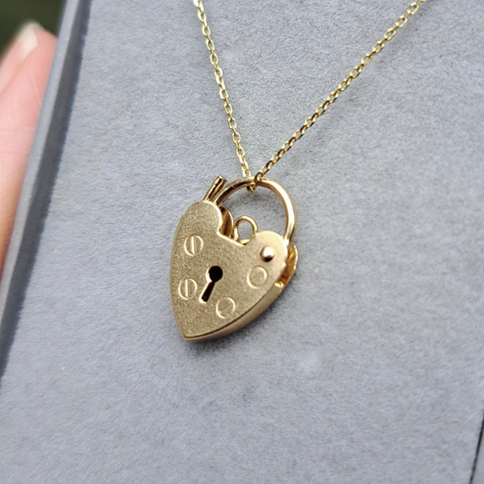 Vintage 9ct Gold Heart Padlock Clasp Charm, 1994
